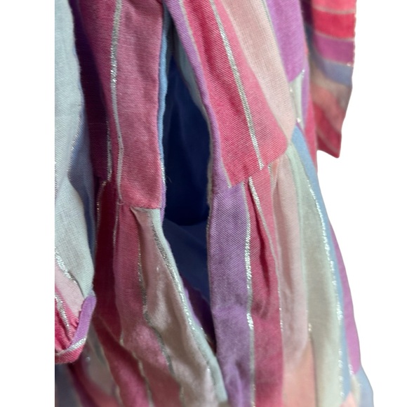 J Crew Women Pastel Pink Metallic Thread Cotton Belted Button Up Dress S - Picture 4 of 10